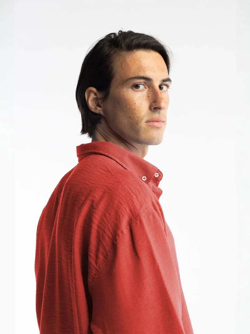 Giesto Red GIESTO Oversized Button-Up Long Sleeve Shirt for Men | Best Price UAE